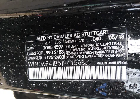 2018 Mercedes-Benz C 300 из США, поврежденный, VIN WDDWF4JB5JR415687